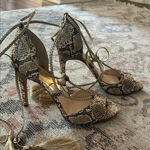 INC International Concepts Brown and Gold Snakeskin Heels